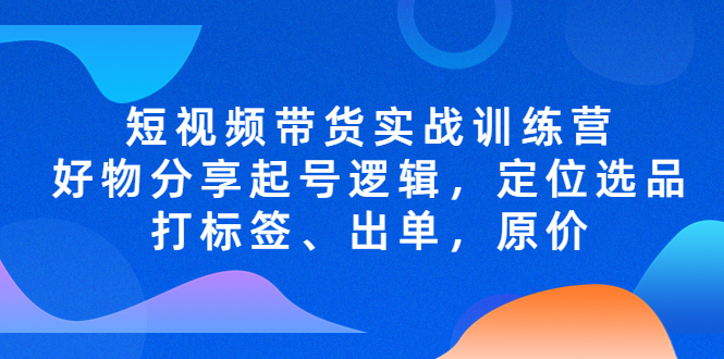 短视频带货实战训练营，好物分享起号逻辑，定位选品打标签、出单，原价-知新学吧
