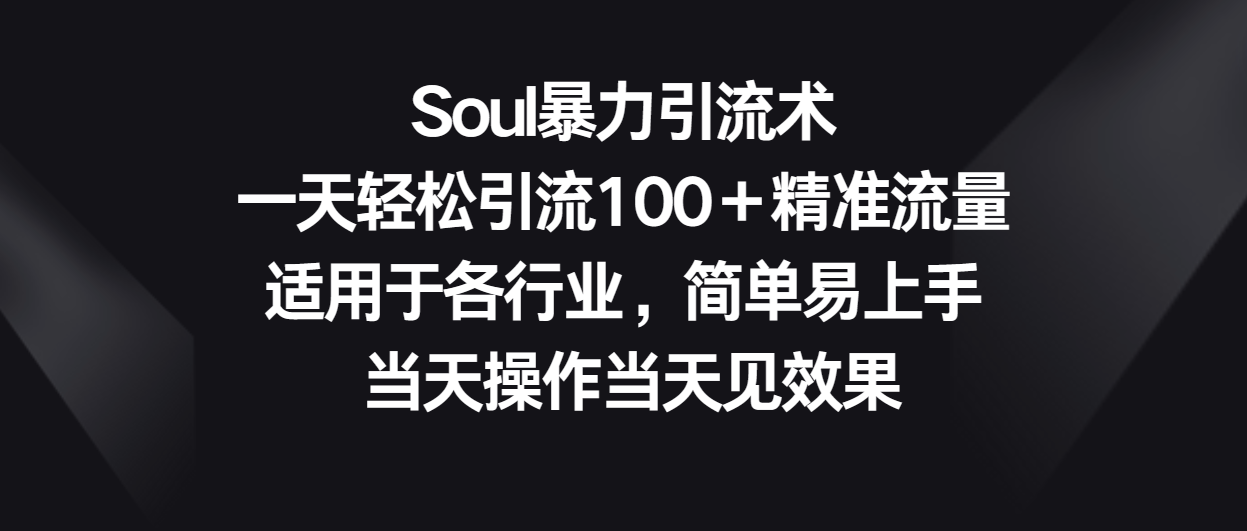 Soul暴力引流术，一天轻松引流100＋精准流量，适用于各行业，简单易上手！-知新学吧