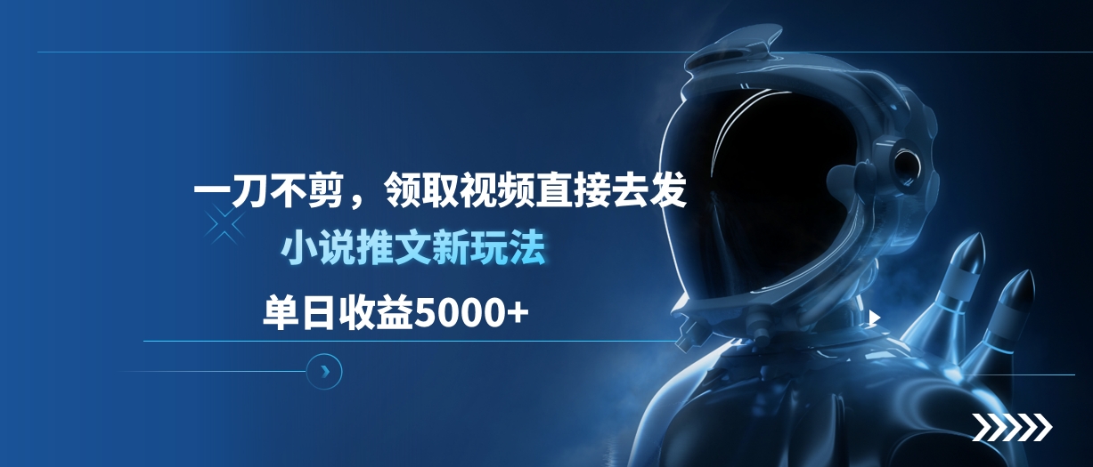 单日收益5000+，小说推文新玩法，一刀不剪，领取视频直接去发-知新学吧
