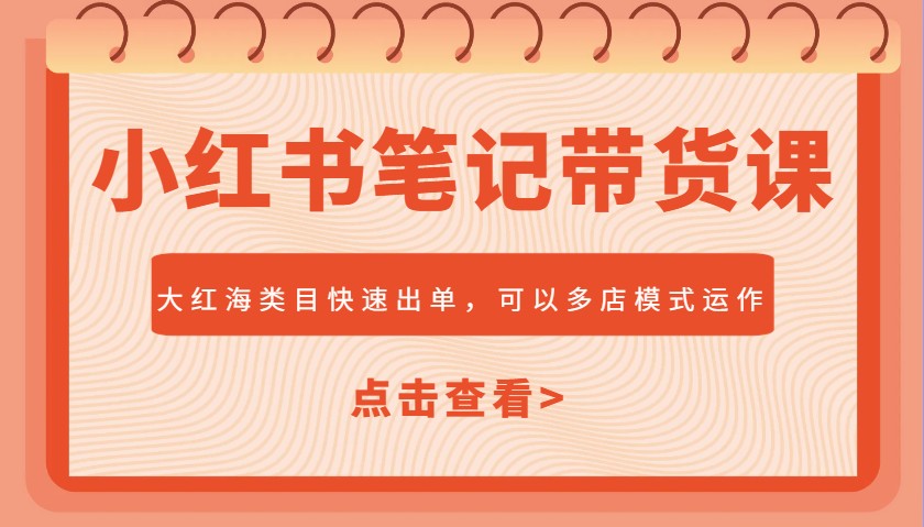 小红书笔记带货课，大红海类目快速出单，市场大，可以多店模式运作-知新学吧