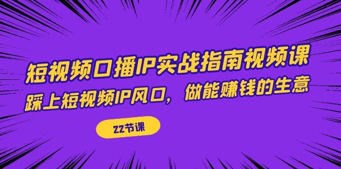 短视频口播IP实战指南视频课，踩上短视频IP风口，做能赚钱的生意（22节课）-知新学吧