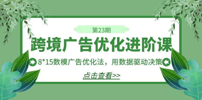 跨境广告·优化进阶课·第23期，8*15数模广告优化法，用数据驱动决策-知新学吧