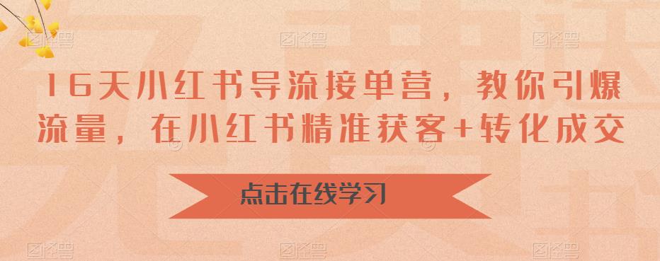 16天-小红书 导流接单营，教你引爆流量，在小红书精准获客+转化成交-知新学吧