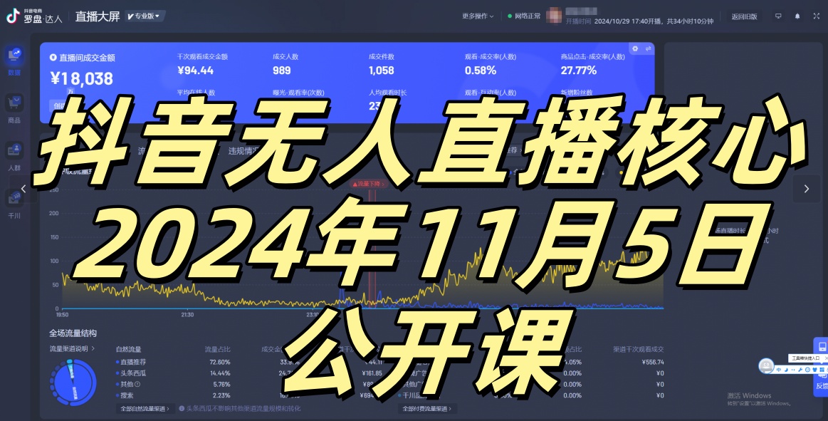 抖音无人直播核心公开课，咸鱼翻身小白可做带有睡后收入月入过万太简单【揭秘】-知新学吧
