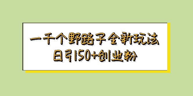 一千个野路子全新玩法 日引50+创业粉-知新学吧