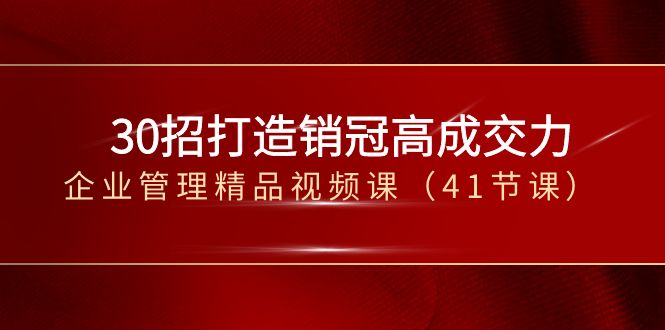 30招-打造销冠高成交力-企业管理精品视频课（41节课）-知新学吧