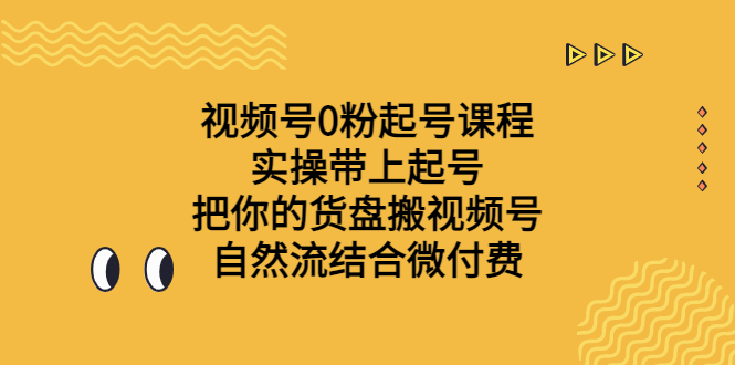 视频号0粉起号课程 实操带上起号 把你的货盘搬视频号 自然流结合微付费-知新学吧