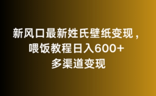 新风口最新姓氏壁纸变现，喂饭教程日入600+-知新学吧