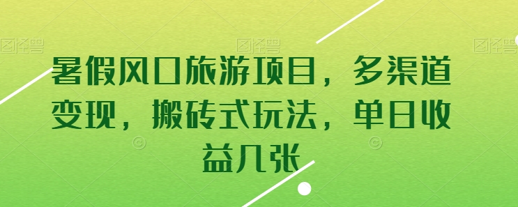 暑假风口旅游项目，多渠道变现，搬砖式玩法，单日收益几张-知新学吧