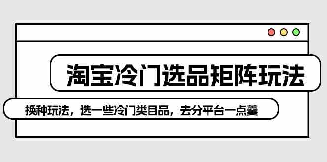 （10159期）淘宝冷门选品矩阵玩法：换种玩法，选一些冷门类目品，去分平台一点羹-知新学吧