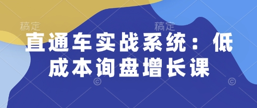 直通车实战系统：低成本询盘增长课，让个人通过技能实现升职加薪，让企业低成本获客，订单源源不断-知新学吧