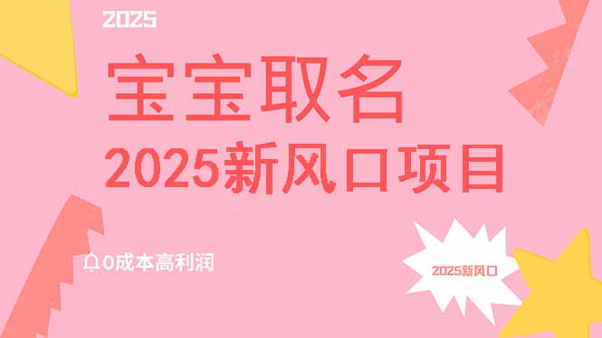 2025新风口项目宝宝取名，0成本高利润，附保姆级教程，月入过万不是梦-知新学吧