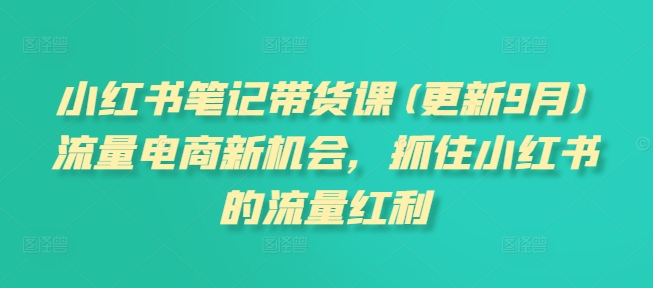 小红书笔记带货课(更新25年1月)流量电商新机会，抓住小红书的流量红利-知新学吧