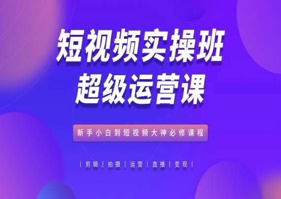 短视频实操班超级运营课，新手小白到短视频大神必修课程-知新学吧