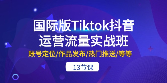 国际版Tiktok抖音运营流量实战班：账号定位/作品发布/热门推送/等等（13节）-知新学吧
