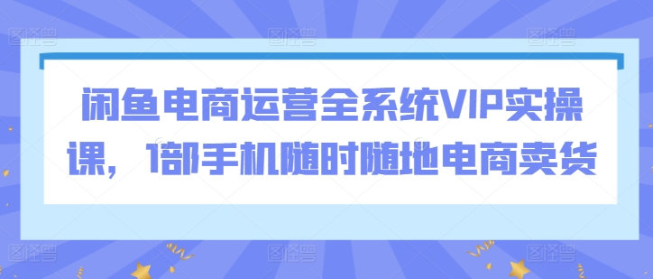 闲鱼电商运营全系统VIP实操课，1部手机随时随地电商卖货-知新学吧