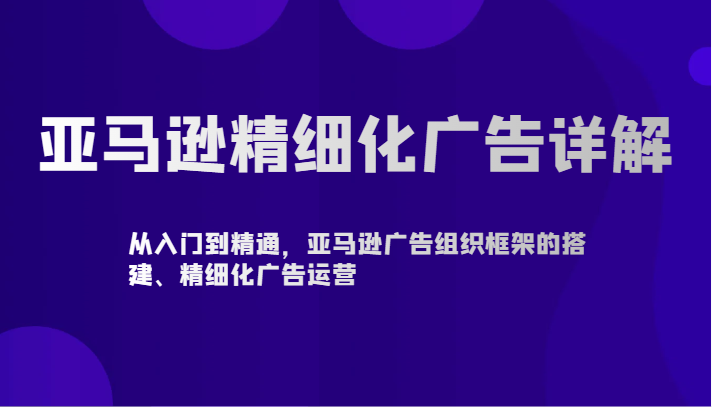 亚马逊精细化广告详解-从入门到精通，亚马逊广告组织框架的搭建、精细化广告运营-知新学吧