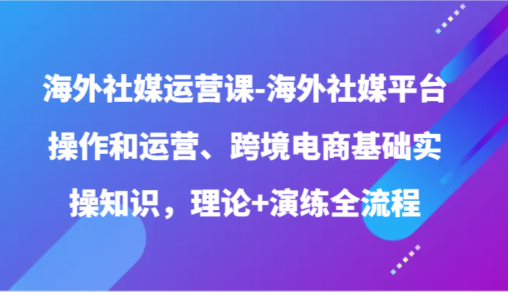 海外社媒运营课-海外社媒平台操作和运营、跨境电商基础实操知识，理论+演练全流程-知新学吧