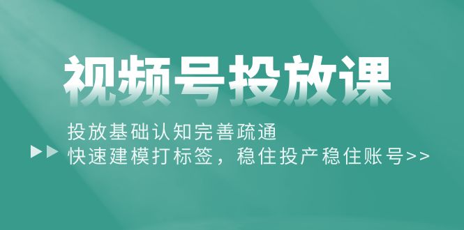 （10205期）视频号投放课：投放基础认知完善疏通，快速建模打标签，稳住投产稳住账号-知新学吧