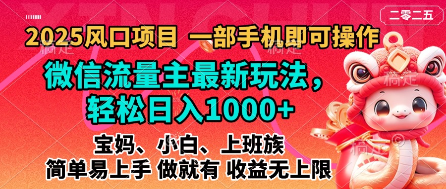 2025蓝海风口项目，微信流量主最新玩法，轻松日入1000+，简单易上手，做就有 收益无上限-知新学吧