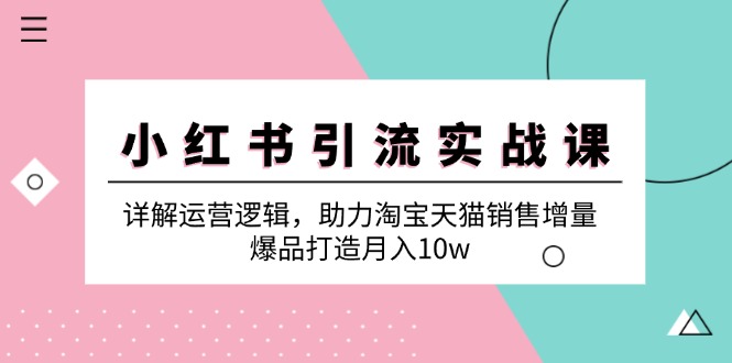（12809期）小红书引流实战课：详解运营逻辑，助力淘宝天猫销售增量，爆品打造月入10w-知新学吧