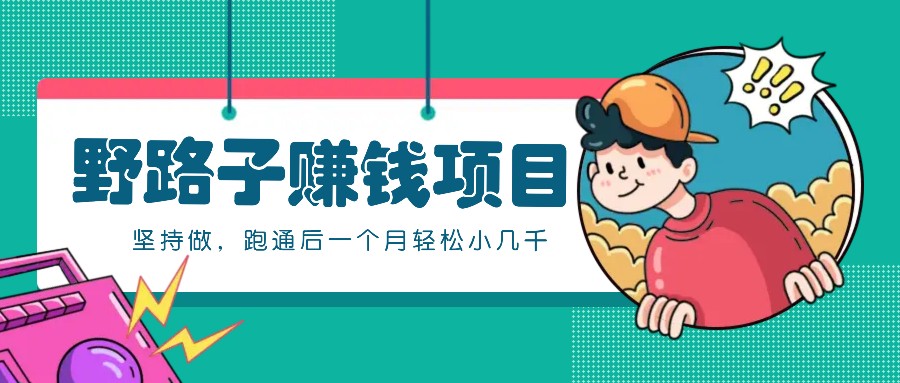 一个人就能操作的野路子赚钱项目，零成本零门槛坚持做，跑通后一个月小几千！-知新学吧