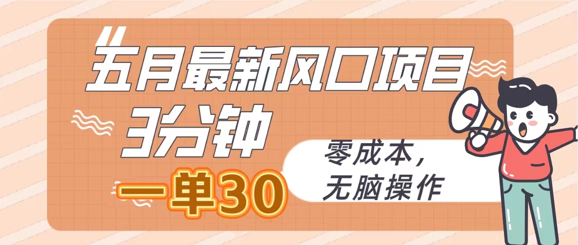 （10256期）五月最新风口项目，3分钟一单30，零成本，无脑操作-知新学吧