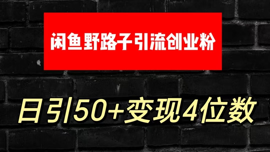 大眼闲鱼野路子引流创业粉，日引50+单日变现四位数-知新学吧