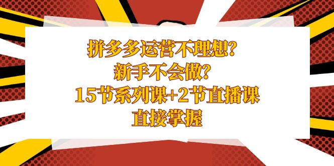 拼多多运营不理想？新手不会做？15节系列课+2节直播课，直接掌握-知新学吧