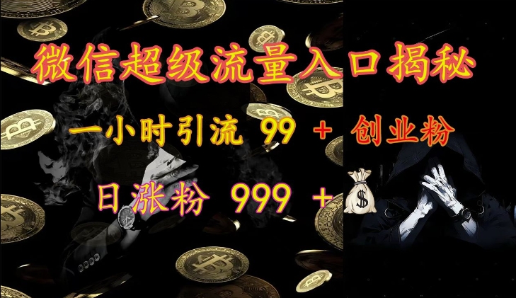 微信超级流量入口揭秘：一小时引流 99 + 创业粉，日涨粉 999 +-知新学吧