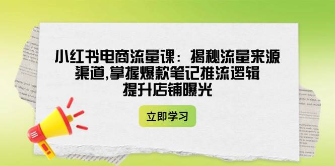小红书电商流量课：揭秘流量来源渠道,掌握爆款笔记推流逻辑,提升店铺曝光-知新学吧