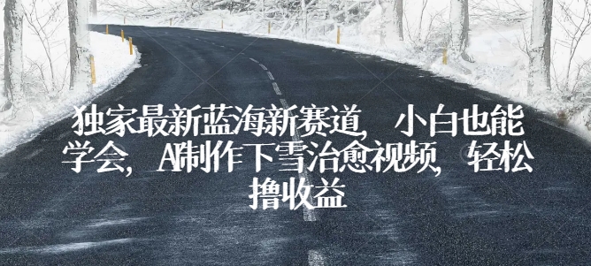 独家最新蓝海新赛道，小白也能学会，AI制作下雪治愈视频，轻松撸收益-知新学吧