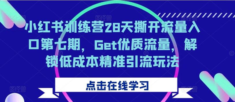 小红书训练营28天撕开流量入口第七期，Get优质流量，解锁低成本精准引流玩法-知新学吧